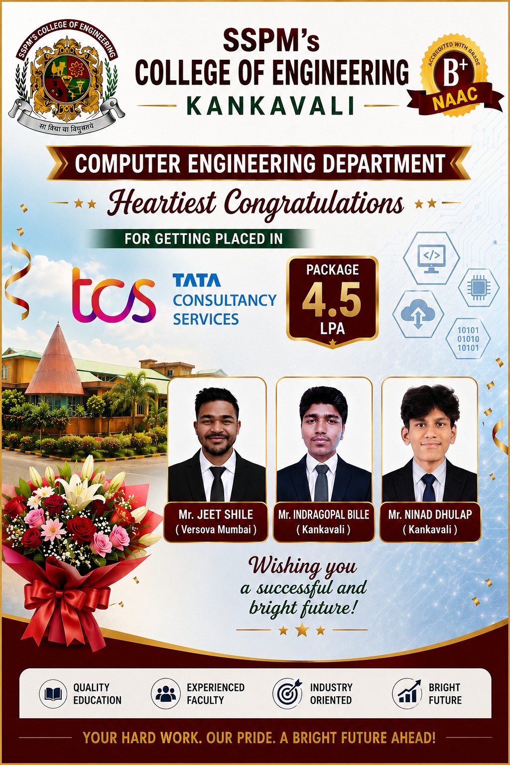 Congratulations for placement in TCS